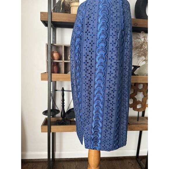 Vintage 60’s Handmade Navy Blue Eyelet Skirt Top Set - Picture 7 of 13